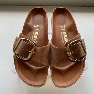 Birkenstock Madrid Big  Buckle Slide Sandal Oiled Leather 6 6.5